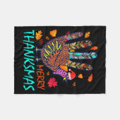 Merry Thanksmas Happy Thanksgiving Christmas Turke Fleecedecke (Vorderseite (Horizontal))