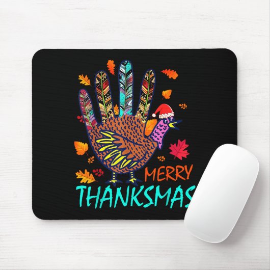 Merry Thanksmas Happy Thanksgiving Christmas Turke Mousepad (Mit Mouse)