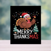 Merry Thanksmas Happy Thanksgiving Santa Turkey Es Acrylschild (Neutral)