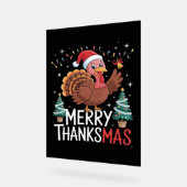 Merry Thanksmas Happy Thanksgiving Santa Turkey Es Acrylschild (Winkel)