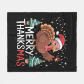Merry Thanksmas Happy Thanksgiving Santa Turkey Es Fleecedecke (Vorderseite (Horizontal))