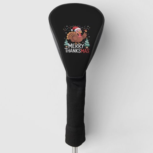 Merry Thanksmas Happy Thanksgiving Santa Turkey Es Golf Headcover (Vorderseite)