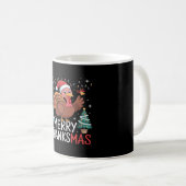 Merry Thanksmas Happy Thanksgiving Santa Turkey Es Kaffeetasse (VorderseiteRechts)