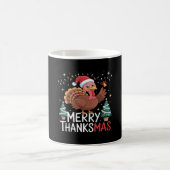 Merry Thanksmas Happy Thanksgiving Santa Turkey Es Kaffeetasse (Mittel)