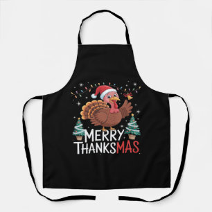 Merry Thanksmas Happy Thanksgiving Santa Turkey Es Schürze