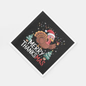 Merry Thanksmas Happy Thanksgiving Santa Turkey Es Serviette (Ecke)