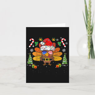 Merry Thanksmas Happy Thanksgiving Santa Turkey Xm Karte