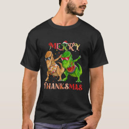 Merry Thanksmas T Rex Dinosaur Rapper Dabbing T-Shirt