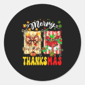 Merry Thanksmas Thanksgiving Christmas Coquette Bo Runder Aufkleber (Vorderseite)