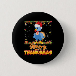 Merry Thanksmas Turkey Santa Elf Erntedank Chri Button