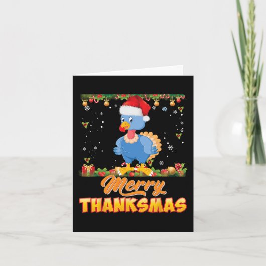 Merry Thanksmas Turkey Santa Elf Erntedank Chri Karte (Vorderseite)