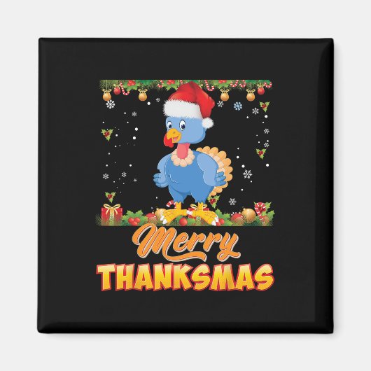 Merry Thanksmas Turkey Santa Elf Erntedank Chri Magnet (Vorne)