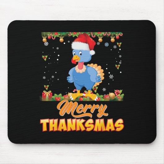Merry Thanksmas Turkey Santa Elf Erntedank Chri Mousepad (Vorne)