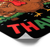 Merry Thanksmas Turkey Santa Hat Christmas Tree Fa Poster (Ecke)