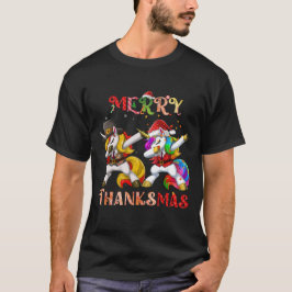 Merry Thanksmas Unicorn Dabbing T-Shirt