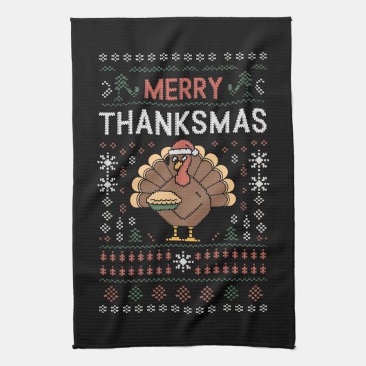 Merry Thanksmas Weihnachts-Erntedank Türkei Geschirrtuch (Vertikal)