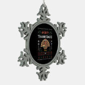 Merry Thanksmas Weihnachts-Erntedank Türkei Schneeflocken Zinn-Ornament (Links)