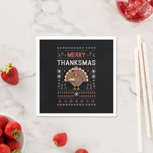 Merry Thanksmas Weihnachts-Erntedank Türkei Serviette (Beispiel)