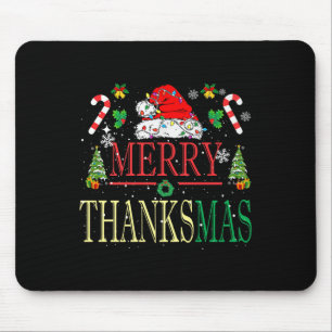 Merry Thanksmas Weihnachtsmannmütze Xmas Familie M Mousepad