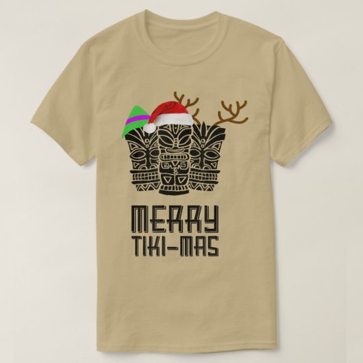Merry TikiMas Christmas , Weihnachtsmannmütze Tiki T-Shirt (Design vorne)