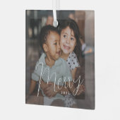 Merry Time Custom Foto Weihnachtsschmuck (Vorderseite links)
