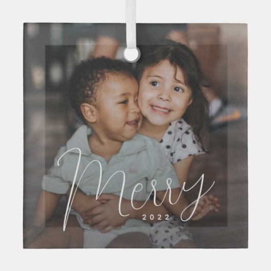 Merry Time Custom Foto Weihnachtsschmuck (Vorderseite)