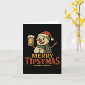 Merry Tipsymas Funny Vintage Snowman Holiday Desig Karte (Gelbe Blume)