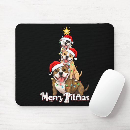 Merry Tmas Tbull Christmas Theme For Festive Dog L Mousepad (Mit Mouse)