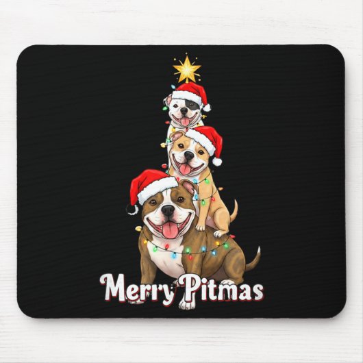 Merry Tmas Tbull Christmas Theme For Festive Dog L Mousepad (Vorne)
