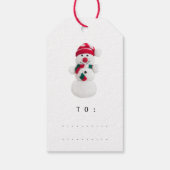 Merry to Holiday Geschenk Tag Snowman White Red Geschenkanhänger (Rückseite)