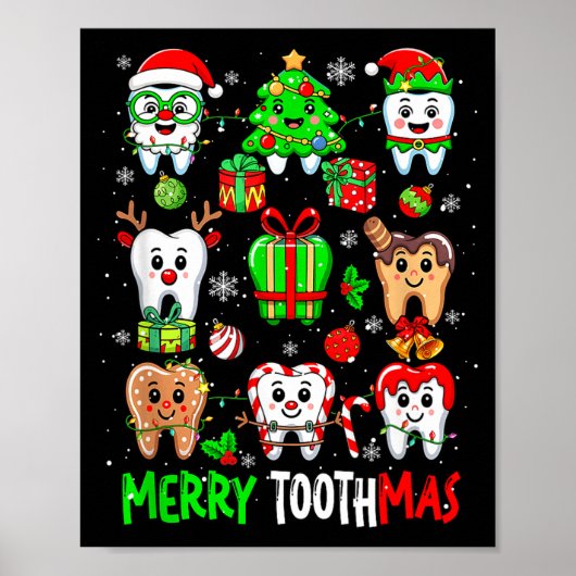 Merry Toothmas Teeth Collection Santa Reindeer Xma Poster (Vorne)