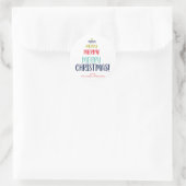 Merry Tree Typographic Personalisiert Holiday Runder Aufkleber (Tasche)