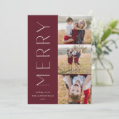 Merry Trio | Moderne 3 FotoCollage Feiertagskarte (Stehend Vorderseite)
