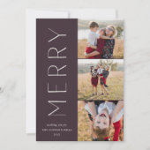 Merry Trio | Moderne 3 FotoCollage Feiertagskarte (Vorderseite)