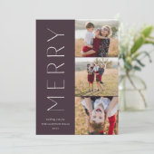 Merry Trio | Moderne 3 FotoCollage Feiertagskarte (Stehend Vorderseite)
