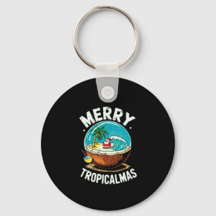 Merry Tropicalmas Surfen Santa Snow Globe Kokosnus Schlüsselanhänger
