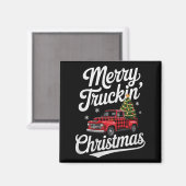 Merry Truckin' Christmas Buffalo Plaid Clic Ck Up Magnet (Vorderseite/Rückseite)
