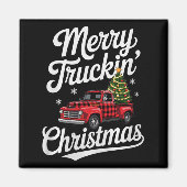 Merry Truckin' Christmas Buffalo Plaid Clic Ck Up Magnet (Vorne)