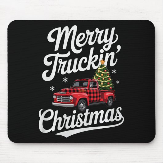Merry Truckin' Christmas Buffalo Plaid Clic Ck Up  Mousepad (Vorne)