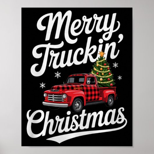 Merry Truckin' Christmas Buffalo Plaid Clic Ck Up Poster (Vorne)