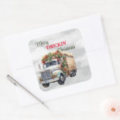Merry Truckin Weihnachten Quadratischer Aufkleber (Umschlag)