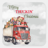 Merry Truckin Weihnachten Quadratischer Aufkleber (Vorderseite)