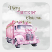 Merry Truckin Weihnachten Quadratischer Aufkleber (Vorderseite)