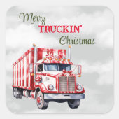 Merry Truckin Weihnachten Quadratischer Aufkleber (Vorderseite)