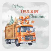 Merry Truckin Weihnachten Quadratischer Aufkleber (Vorderseite)