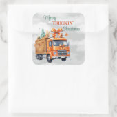 Merry Truckin Weihnachten Quadratischer Aufkleber (Tasche)