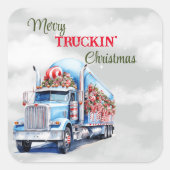 Merry Truckin Weihnachten Quadratischer Aufkleber (Vorderseite)