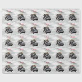 Merry Truckin'Christmas Black Semi Geschenkpapier (Flach)