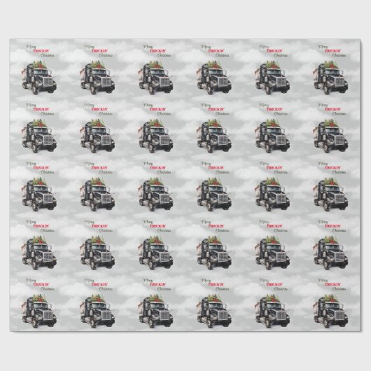 Merry Truckin'Christmas Black Semi Geschenkpapier (Flach)