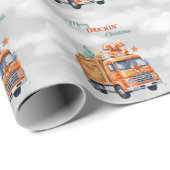 Merry Truckin'Christmas Orange Semi Geschenkpapier (Rolleneckpunkt)